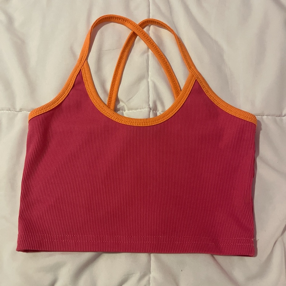 SHEIN Pink and Orange Ribbed Top